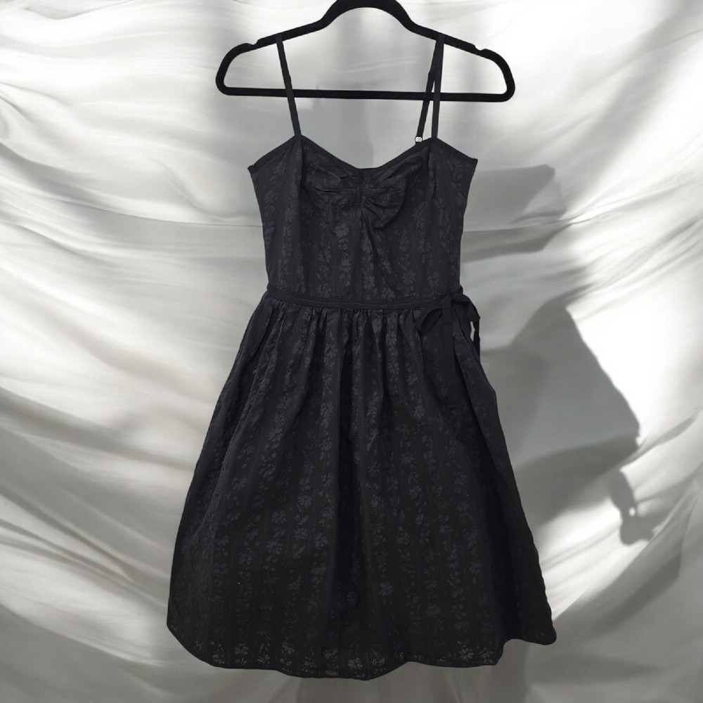 Max Studio Black Floral Fit & Flare Cotton Dress Sleeveless Woman 4 Goth Core